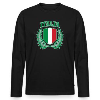 Italien: Italienisches Stiftswappen - Männer Premium Bio Langarmshirt - Schwarz - Vorne - Nico (187cm)