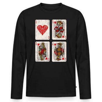 Verblasster Tag der Toten Spielkarten Skelett - Männer Premium Bio Langarmshirt - Schwarz - Vorne - Nico (187cm)