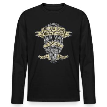 Buchliebhaber Druck Vintage Phileas Fogg Holiday - Männer Premium Bio Langarmshirt - Schwarz - Vorne - Nico (187cm)