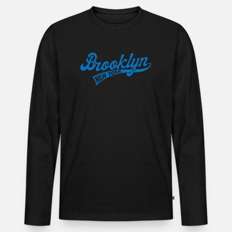 Hometown Brooklyn, Baseball Script Men's Premium Organic Long Sleeve Shirt
