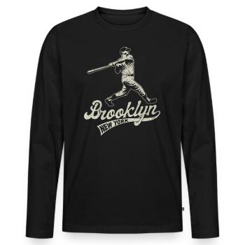 Le berceau du baseball à Brooklyn se décolore - T-shirt manches longues Premium bio Homme - noir - Devant - Nico (187cm)