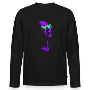 Beautiful Woman in Sunglasses High Contrast Pop - Men's Premium Organic Long Sleeve Shirt - black - Front - Nico (187cm)