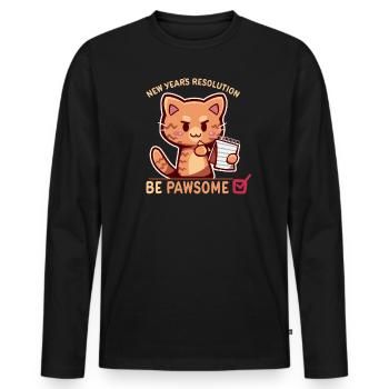New Years Resolution is to Be Pawsome - Men's Premium Organic Long Sleeve Shirt - black - Front - Nico (187cm)