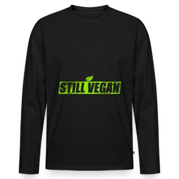 Vegan Essen Veganer - Männer Premium Bio Langarmshirt - Schwarz - Vorne - Nico (187cm)