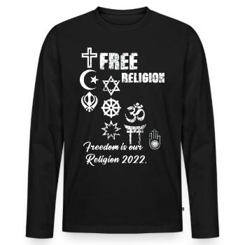 liberté,religion,liberté est notre religion,symboles - T-shirt manches longues Premium bio Homme - noir - Devant - Nico (187cm)