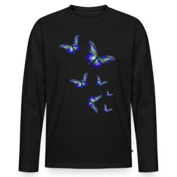 Butterflies,Sequins,Butterfly,Blue - Men's Premium Organic Long Sleeve Shirt - black - Front - Nico (187cm)