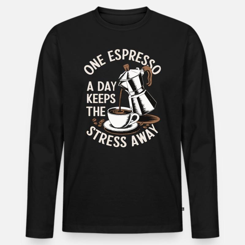 Espresso Geschenkidee lustige Sprüche - Männer Premium Bio Langarmshirt - Schwarz