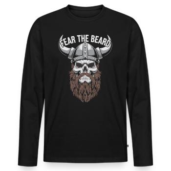 Fear the beard Wikinger Geschenkidee - Männer Premium Bio Langarmshirt - Schwarz - Vorne - Nico (187cm)