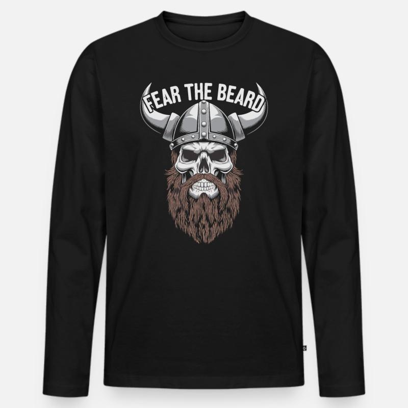 Fear the beard Wikinger Geschenkidee - Männer Premium Bio Langarmshirt - Schwarz