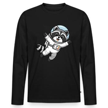 Astro Racoon - Space Astronaut - Men's Premium Organic Long Sleeve Shirt - black - Front - Nico (187cm)