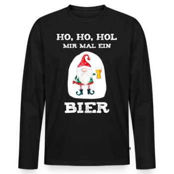 HO HO HOL mir mal ein Bier Weihnacht Noël - T-shirt manches longues Premium bio Homme - noir - Devant - Nico (187cm)