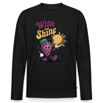 Wine and Shine - Men's Premium Organic Long Sleeve Shirt - black - Front - Nico (187cm)
