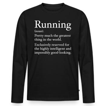 Définition du running - T-shirt manches longues Premium bio Homme - noir - Devant - Nico (187cm)