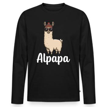Llama Dad Alpaca Dad - Funny Llama Father's Day - Men's Premium Organic Long Sleeve Shirt - black - Front - Nico (187cm)