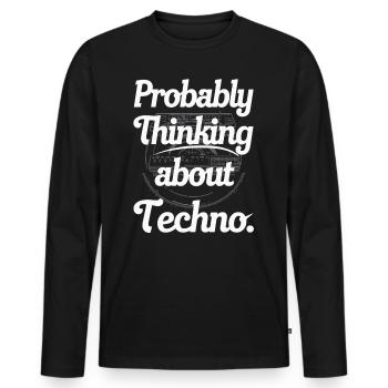 Techno Rave Wear Raver EDM House Musik Geschenke - Männer Premium Bio Langarmshirt - Schwarz - Vorne - Nico (187cm)