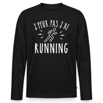 running je peux pas j'ai running coureur - T-shirt manches longues Premium bio Homme - noir - Devant - Nico (187cm)