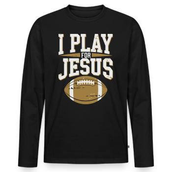 Faith Christianity American Football Kickoff 2025 - Men's Premium Organic Long Sleeve Shirt - black - Front - Nico (187cm)