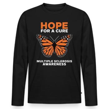 Multiple Sclerosis Awareness Hope Butterfly - Men's Premium Organic Long Sleeve Shirt - black - Front - Nico (187cm)