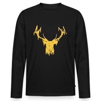 #superior: Deer - Männer Premium Bio Langarmshirt - Schwarz - Vorne - Nico (187cm)