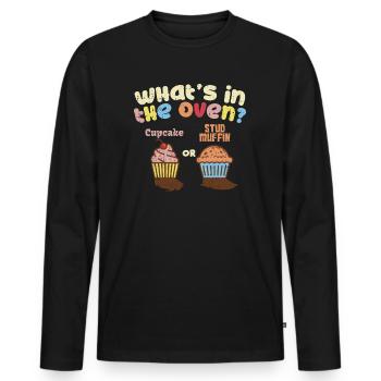Bébé : What’s In The Oven ? Cupcake Or Stud Muffin - T-shirt manches longues Premium bio Homme - noir - Devant - Nico (187cm)