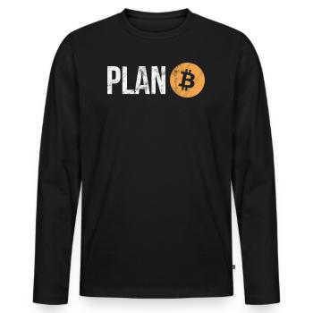 Plan B | Bitcoin BTC Crypto Blockchain - T-shirt manches longues Premium bio Homme - noir - Devant - Nico (187cm)