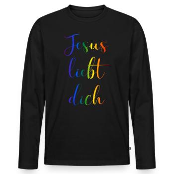 Jésus vous aime - T-shirt manches longues Premium bio Homme - noir - Devant - Nico (187cm)