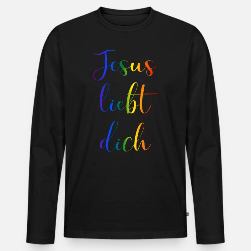 Jesus liebt dich - Männer Premium Bio Langarmshirt - Schwarz