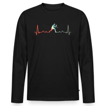 Vintage Padel Heartbeat Pulse Padel - T-shirt manches longues Premium bio Homme - noir - Devant - Nico (187cm)