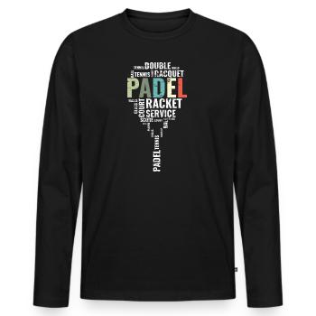 Vintage Padel Wordcloud Padel Racket - Men's Premium Organic Long Sleeve Shirt - black - Front - Nico (187cm)