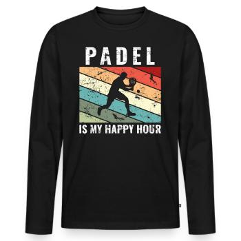 Padel is my happy hour Funny Padel - Men's Premium Organic Long Sleeve Shirt - black - Front - Nico (187cm)