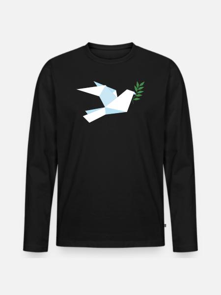 Friedenstaube Weltfrieden - Männer Premium Bio Langarmshirt - Schwarz