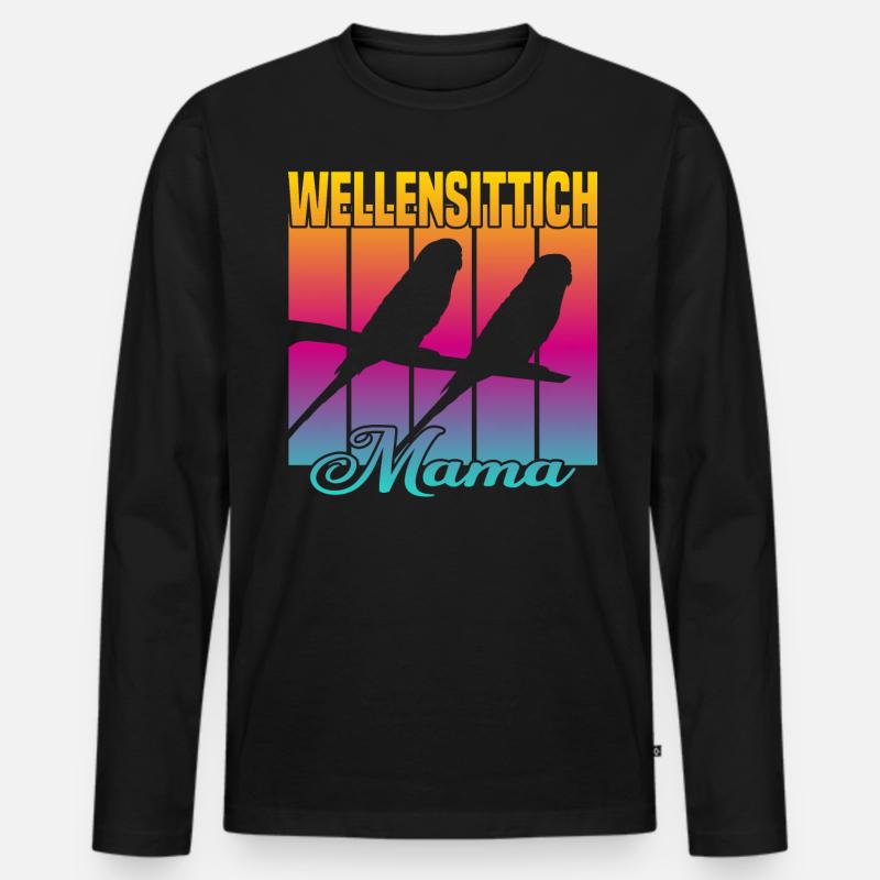 Wellensittich Mama - Männer Premium Bio Langarmshirt - Schwarz