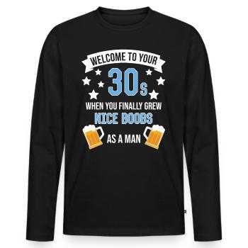Bienvenue à vos seins de la trentaine - T-shirt manches longues Premium bio Homme - noir - Devant - Nico (187cm)