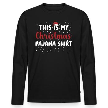 C'est mon pyjama de Noël - T-shirt manches longues Premium bio Homme - noir - Devant - Nico (187cm)