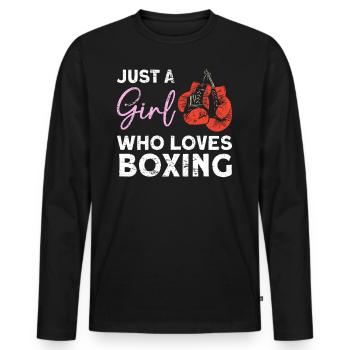 Nur ein Mädchen, das Boxen liebt Boxen - Männer Premium Bio Langarmshirt - Schwarz - Vorne - Nico (187cm)