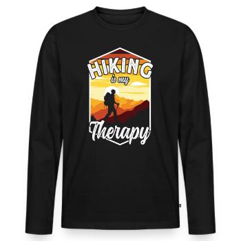 Funny Hiking is my Therapy Mountain climbers and - Men's Premium Organic Long Sleeve Shirt - black - Front - Nico (187cm)