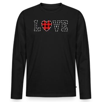 Valentines Day Love Buffalo Plaid Heart - Men's Premium Organic Long Sleeve Shirt - black - Front - Nico (187cm)