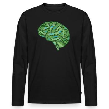 Disc Golf Brain - Männer Premium Bio Langarmshirt - Schwarz - Vorne - Nico (187cm)