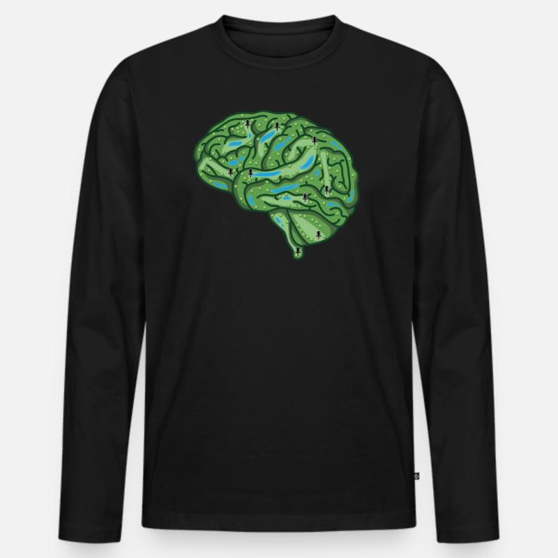 Disc Golf Brain - Männer Premium Bio Langarmshirt - Schwarz
