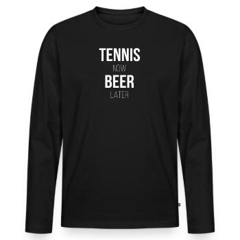 Tennis und Bier - Männer Premium Bio Langarmshirt - Schwarz - Vorne - Nico (187cm)