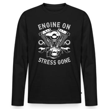 Engine on Stress gone Biker Motorrad - Männer Premium Bio Langarmshirt - Schwarz - Vorne - Nico (187cm)