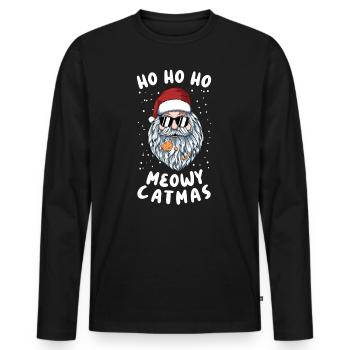 Meowy catmas - T-shirt manches longues Premium bio Homme - noir - Devant - Nico (187cm)