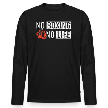Pas de boxe pas de vie Arts martiaux Boxe - T-shirt manches longues Premium bio Homme - noir - Devant - Nico (187cm)