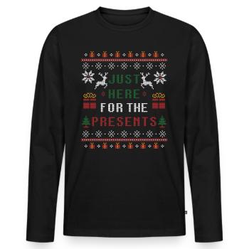 Juste ici pour les cadeaux de Noël Xmas - T-shirt manches longues Premium bio Homme - noir - Devant - Nico (187cm)