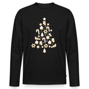 Cookie Christmas Xmas - Men's Premium Organic Long Sleeve Shirt - black - Front - Nico (187cm)