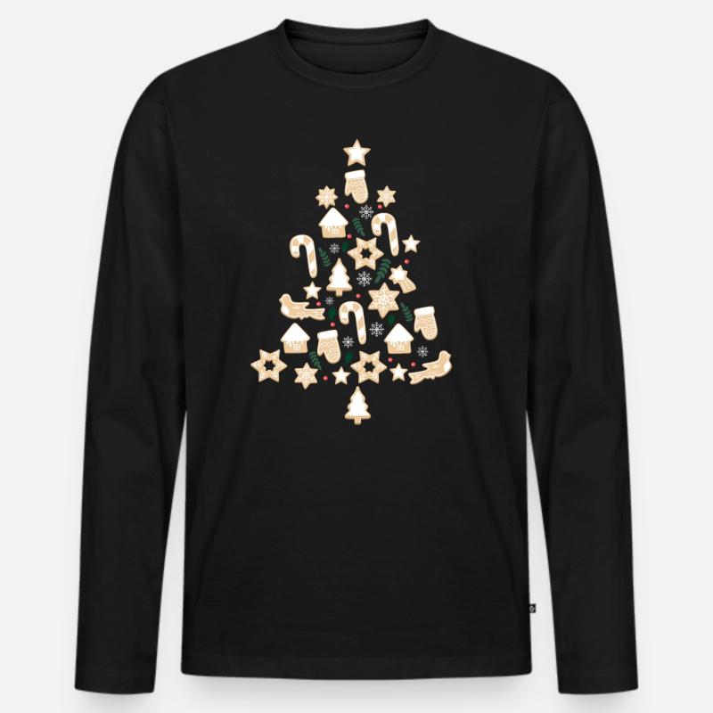 Plätzchen Weihnachten Xmas - Männer Premium Bio Langarmshirt - Schwarz