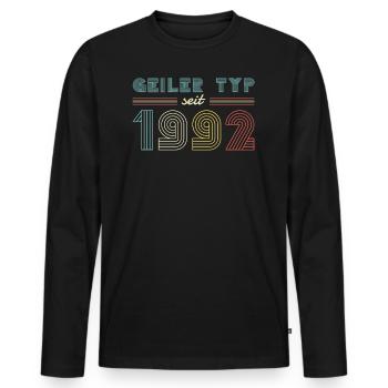 30. Geburtstag Männer TShirt 1992 Geburtstag Mann - Männer Premium Bio Langarmshirt - Schwarz - Vorne - Nico (187cm)