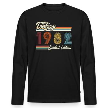 Limitierte Auflage 1982 Geburtstagsshirt 40th - Männer Premium Bio Langarmshirt - Schwarz - Vorne - Nico (187cm)
