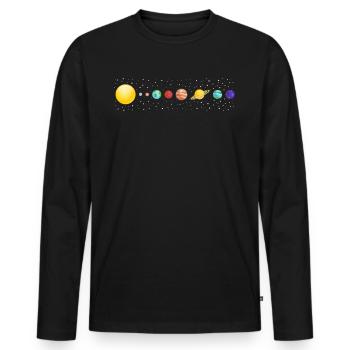 Planètes avec système solaire dans l'espace - T-shirt manches longues Premium bio Homme - noir - Devant - Nico (187cm)