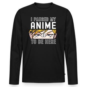 J’ai mis mon anime en pause pour être ici Anime Stuff Women - T-shirt manches longues Premium bio Homme - noir - Devant - Nico (187cm)